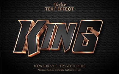 Король - темно-золотий стиль, текстовий ефект для редагування, стиль шрифту, графічна ілюстрація