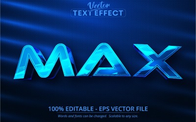 Max: colore blu metallizzato, effetto testo modificabile, stile carattere, illustrazione grafica