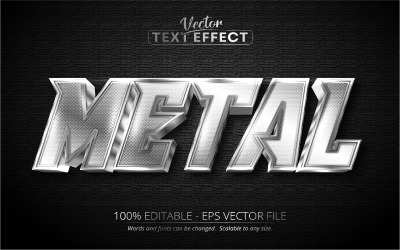 Metall - metallisk och silverstil, redigerbar texteffekt, teckensnittsstil, grafikillustration