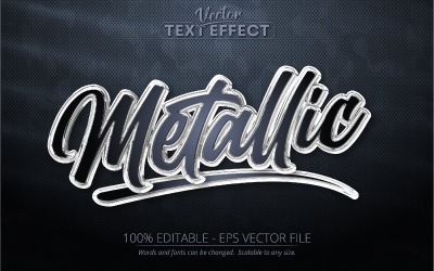 Métallique - Style argent foncé, effet de texte modifiable, style de police, illustration graphique
