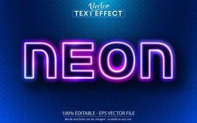 Neon - Stile incandescente di colore viola, effetto di testo modificabile, stile del carattere, illustrazione grafica