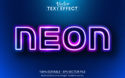 Neon — styl świecący w kolorze fioletowym, edytowalny efekt tekstowy, styl czcionki, ilustracja graficzna