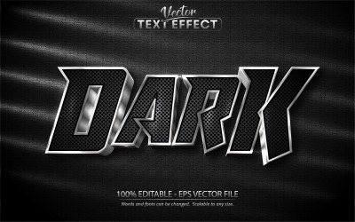 Oscuro: estilo metálico y plateado, efecto de texto editable, estilo de fuente, ilustración gráfica