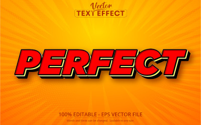 Perfekt - tecknad röd färgstil, redigerbar texteffekt, teckensnittsstil, grafikillustration
