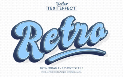 Retro - Modrá barva Vintage Styl, upravitelný textový efekt, styl písma, grafická ilustrace