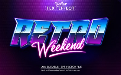 Retro Weekend - Games And Cartoon Style, Editable Text Effect, Font Style, Graphics Illustration