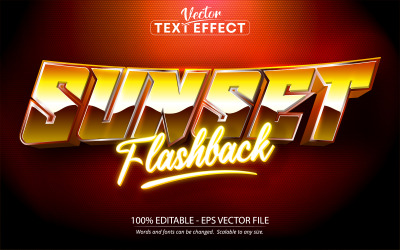 Sunset Flashback - spel och tecknad stil, redigerbar texteffekt, teckensnittsstil, grafikillustration