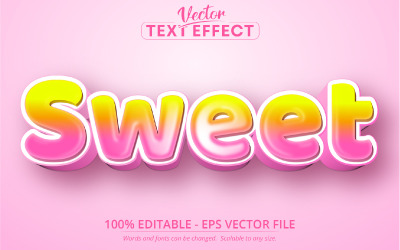 Sweet -  Cartoon Pink Color Style, Editable Text Effect, Font Style, Graphics Illustration