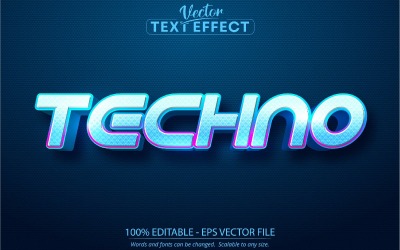 Techno - Cartoon-Stil, bearbeitbarer Texteffekt, Schriftstil, grafische Illustration