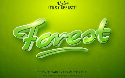 Bos - Cartoonstijl, bewerkbaar teksteffect, letterstijl, grafische illustratie