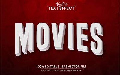 Film - tecknad stil i vit färg, redigerbar texteffekt, teckensnittsstil, grafikillustration