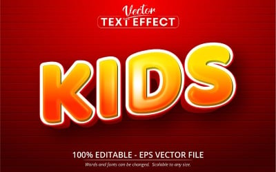 Kids - Orange Color Cartoon Style, Editable Text Effect, Font Style, Graphics Illustration