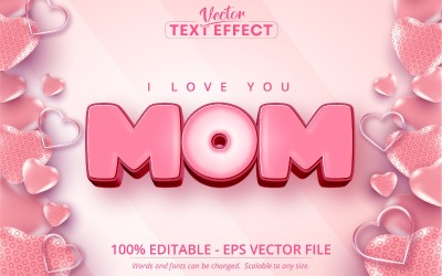 Mamma - tecknad stil, redigerbar texteffekt, teckensnittsstil, grafikillustration