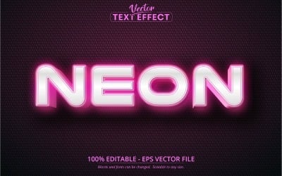 Neon - Pink Color Neon Glow Style, Editable Text Effect, Font Style, Graphics Illustration