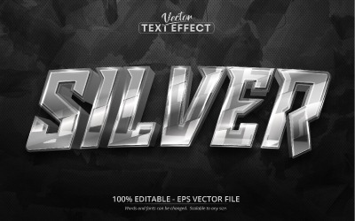 Silver - mörk silverstil, redigerbar texteffekt, teckensnittsstil, grafikillustration