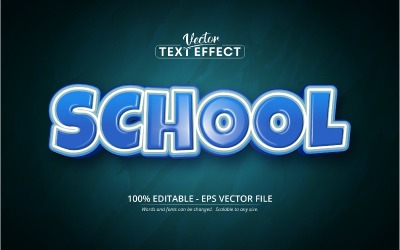 Skola - tecknad stil, redigerbar texteffekt, teckensnittsstil, grafikillustration