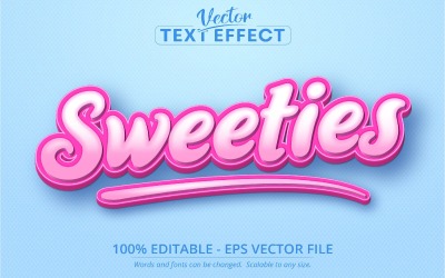 Sweeties - tecknad stil, redigerbar texteffekt, teckensnittsstil, grafikillustration
