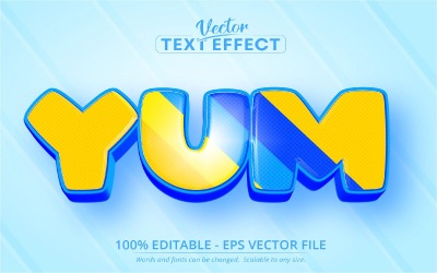 Yum - Cartoon-Stil, bearbeitbarer Texteffekt, Schriftstil, grafische Illustration