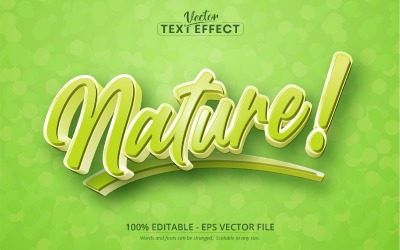 Natur - tecknad stil, redigerbar texteffekt, teckensnittsstil, grafikillustration