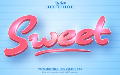 Dolce: effetto testo modificabile, stile carattere cartone animato rosa, illustrazione grafica