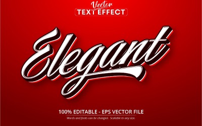 Elegante: effetto testo modificabile, stile carattere cartone animato rosso, illustrazione grafica