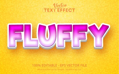 Fluffy - spel- och tecknad stil, redigerbar texteffekt, teckensnittsstil, grafikillustration