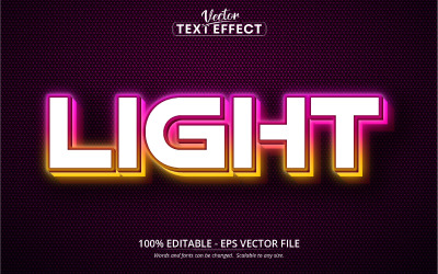 Luce: effetto testo modificabile, stile carattere incandescente al neon, illustrazione grafica