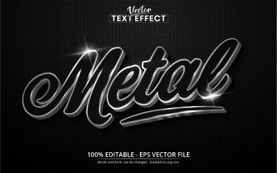 Metal — edytowalny efekt tekstowy, srebrny styl czcionki, ilustracja graficzna