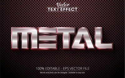 Metal - Parlak Gümüş Stili Düzenlenebilir Metin Efekti, Yazı Tipi Stili, Grafik İllüstrasyon