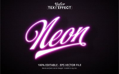 Neon — edytowalny efekt tekstowy, neon świecący styl czcionki, ilustracja graficzna