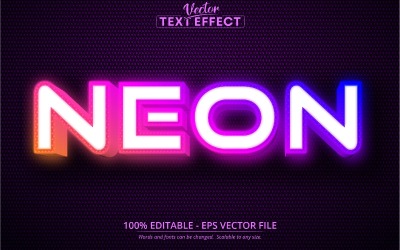 Neón: estilo colorido brillante de neón, efecto de texto editable, estilo de fuente, ilustración gráfica