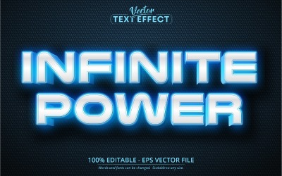 Poder infinito: estilo neón brillante, efecto de texto editable, estilo de fuente, ilustración gráfica