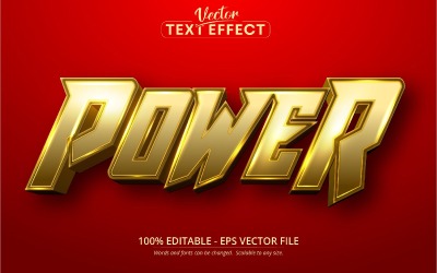 Puissance - Effet de texte modifiable, style de police doré brillant, illustration graphique