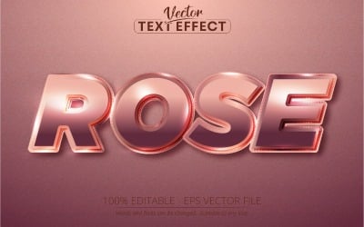 Rosa - Effetto testo modificabile, Stile carattere rosa dorato brillante, Illustrazione grafica