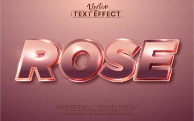 Rose - redigerbar texteffekt, glänsande rosa gyllene teckensnittsstil, grafikillustration