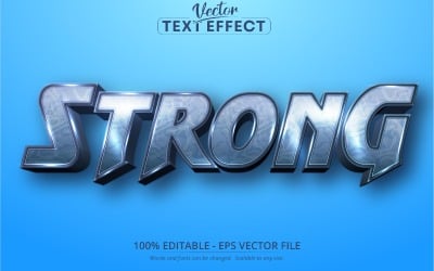 Strong - Editable Text Effect, Blue Metallic Font Style, Graphics Illustration