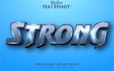 Strong - Effet de texte modifiable, style de police bleu métallique, illustration graphique