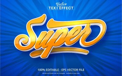 Super — edytowalny efekt tekstowy, styl czcionki kreskówkowej, ilustracja graficzna