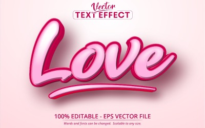 Amore: effetto testo modificabile, stile carattere cartone animato, illustrazione grafica