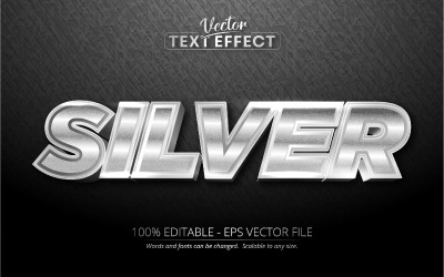 Argento - Effetto testo modificabile, Stile carattere metallico lucido, Illustrazione grafica