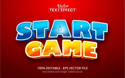 Avvia gioco: effetto testo modificabile, stile carattere cartone animato, illustrazione grafica