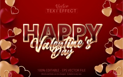 Buon San Valentino - Effetto testo modificabile, stile carattere rosso e oro rosa, illustrazione grafica