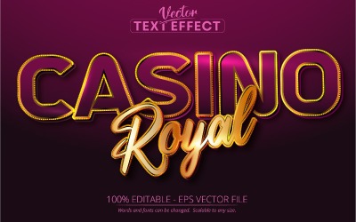 Casino Royal – szerkeszthető szövegeffektus, fényes arany betűtípus, grafikus illusztráció