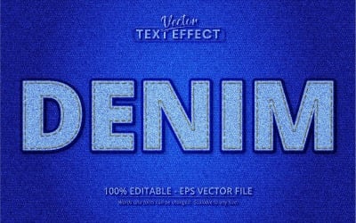 Denim: efecto de texto editable, estilo de fuente de jeans, ilustración gráfica