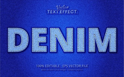 Denim: effetto testo modificabile, stile carattere jeans, illustrazione grafica