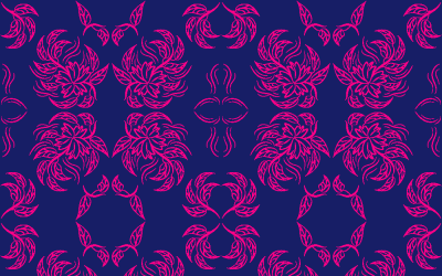 Floral folk damask pattern Fantasy flowers Floral geometric fantasy nbv