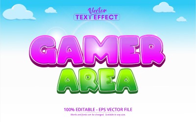 Gamer Area - redigerbar texteffekt, mobilspel och tecknad typsnittsstil, grafisk illustration