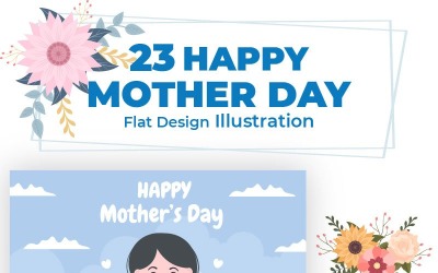 23 Happy Mother Day Flat Design Illustration