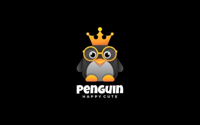 Plantilla de logotipo de degradado de pingüino