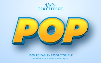 Pop — edytowalny efekt tekstowy, styl czcionki kreskówkowej, ilustracja graficzna